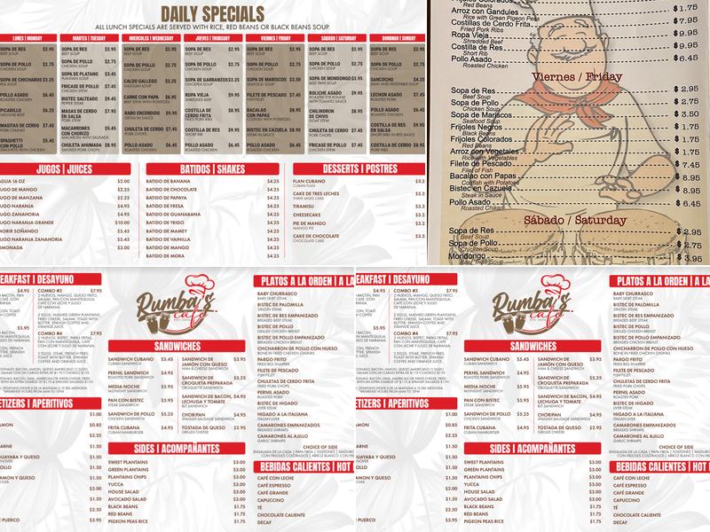 Rumba's Cafe Menu