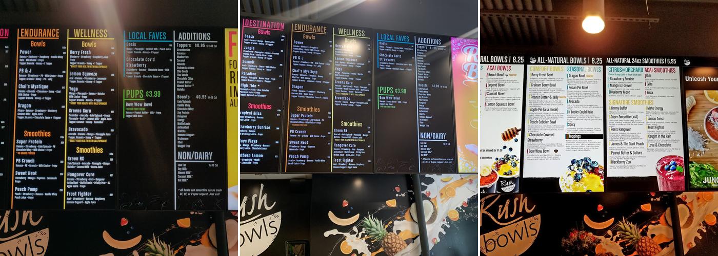 Rush Bowls Menu