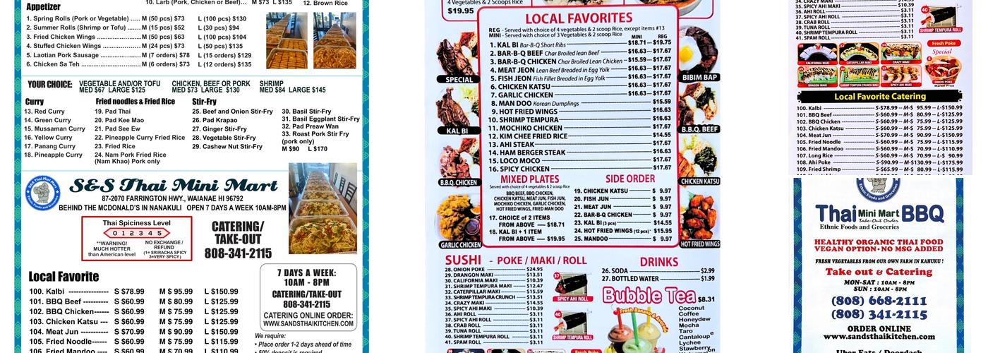 S&S Thai Kitchen Menu