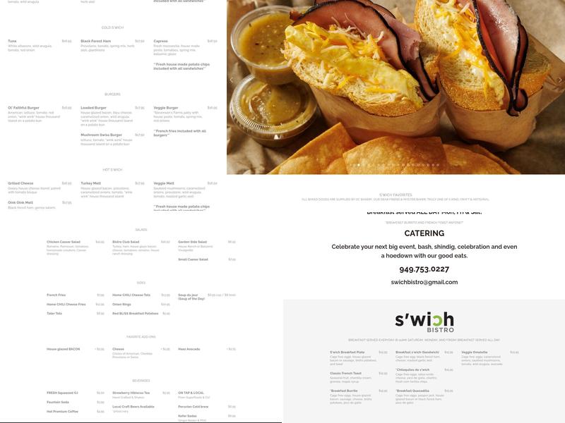 S'wich Bistro Menu
