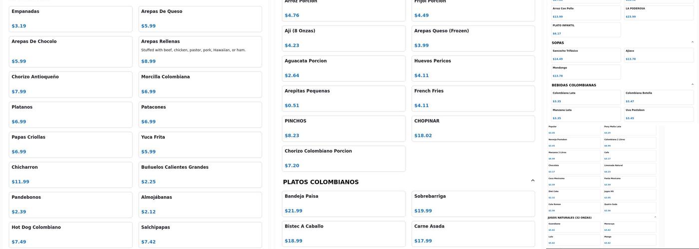 Sabor de Sanchez Menu