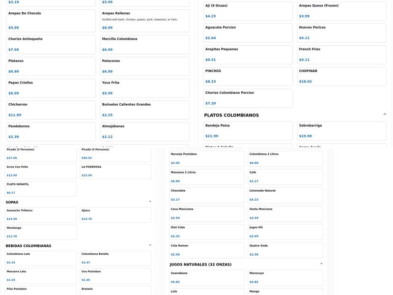 Sabor de Sanchez Menu