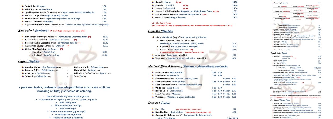 Sabores Argentinos Menu