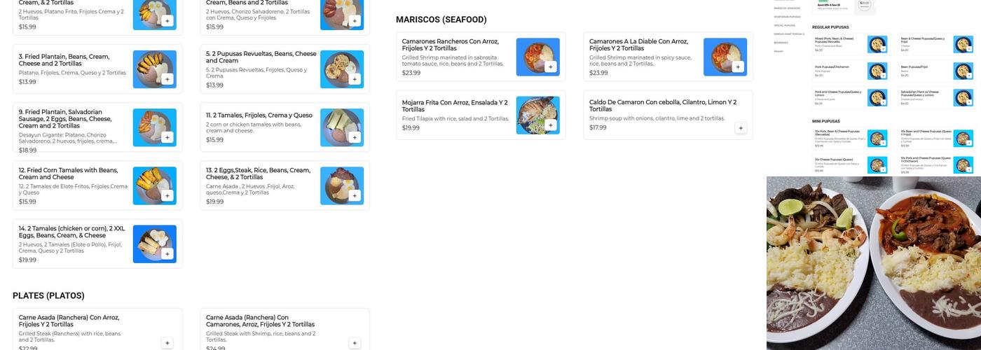 Sabrositas Pupusas Menu