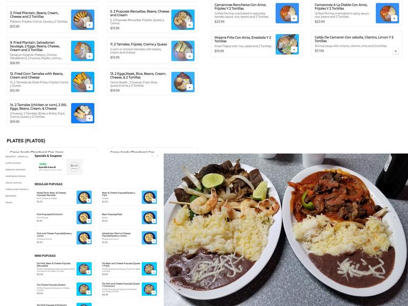 Sabrositas Pupusas Menu