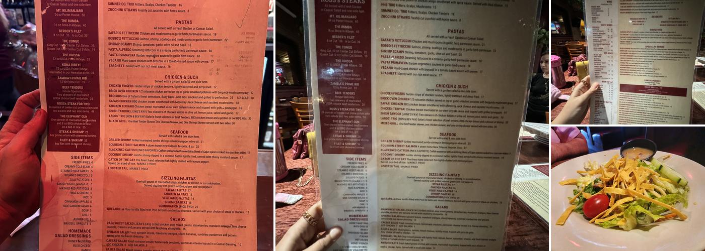 Safari's Brick Oven & Grille Menu