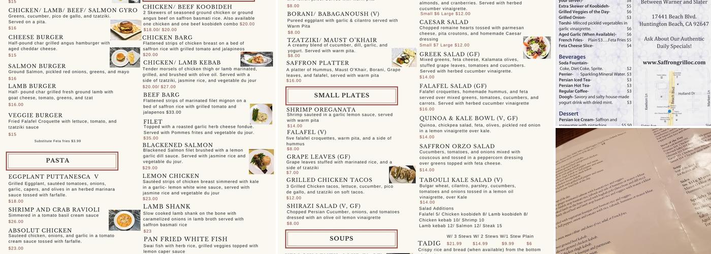 Saffron Grill Menu