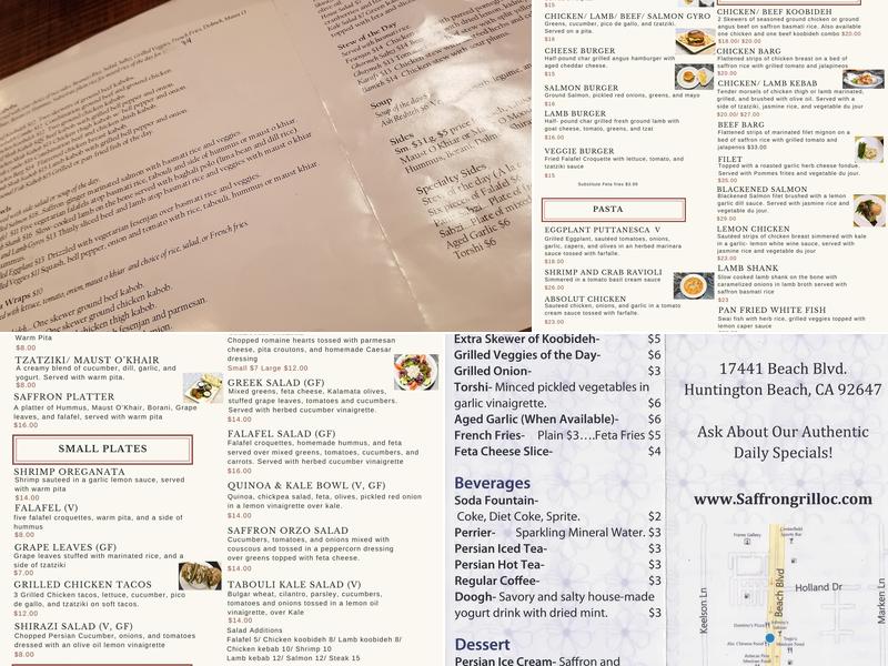 Saffron Grill Menu