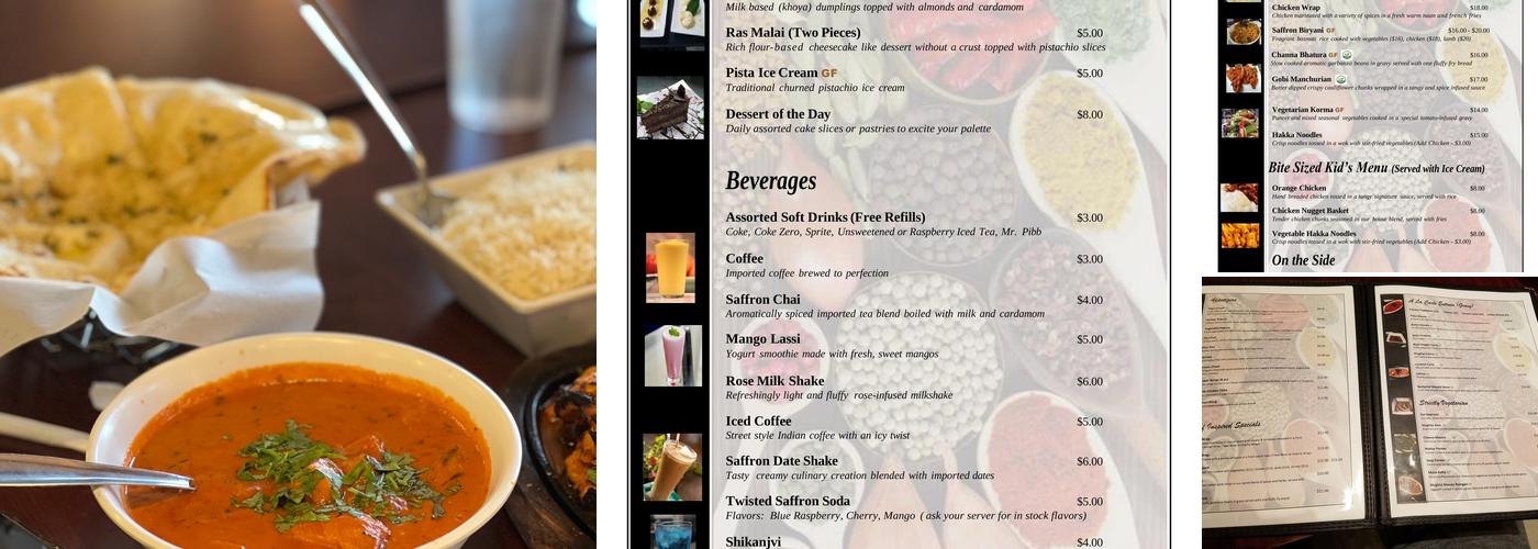 Saffron Indian Bistro Menu
