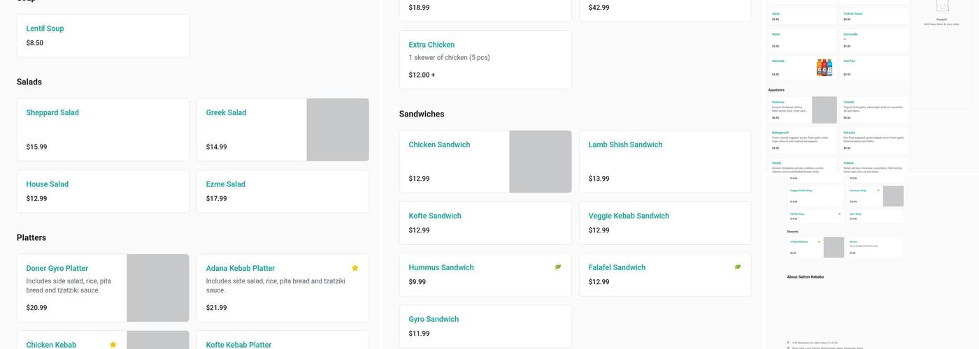 Safron Mediterranean Grill Menu