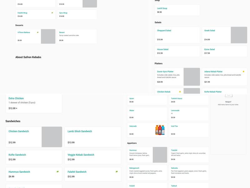 Safron Mediterranean Grill Menu