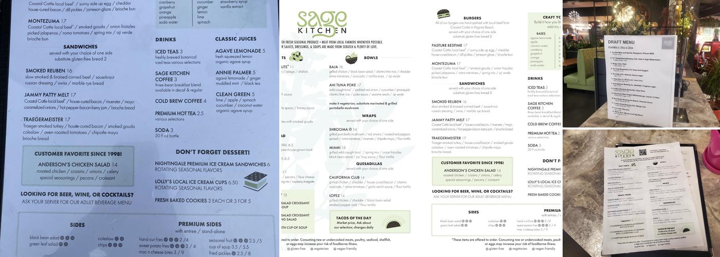 Sage Kitchen Menu