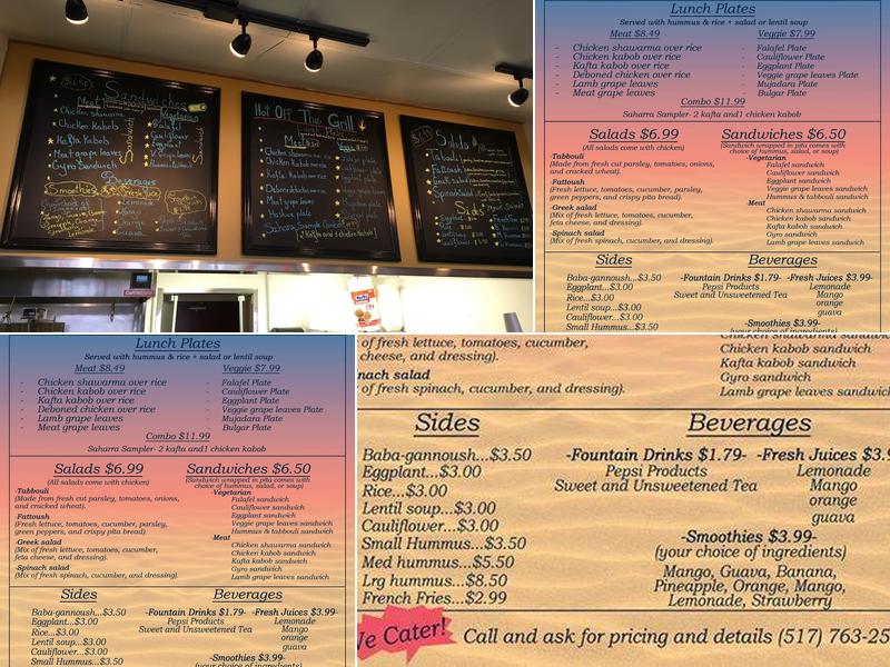 Sahara Delight Menu