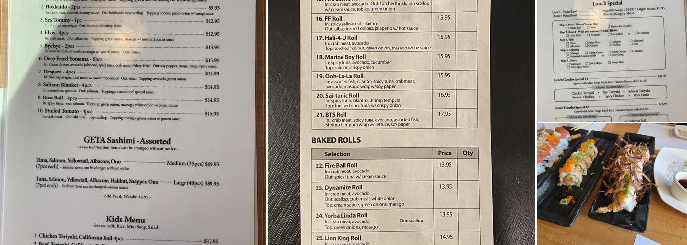 Sai Sushi Menu