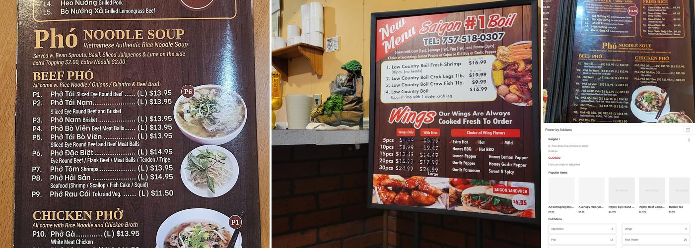 Saigon #1 Pho Menu