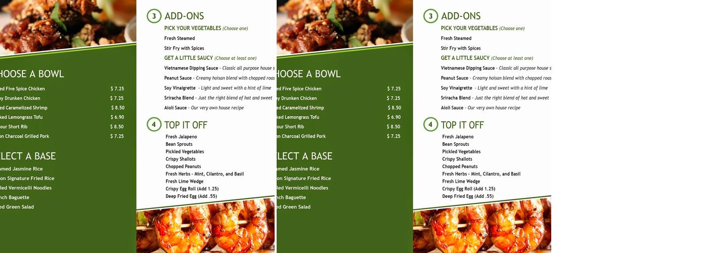 Saigon Bowl Menu