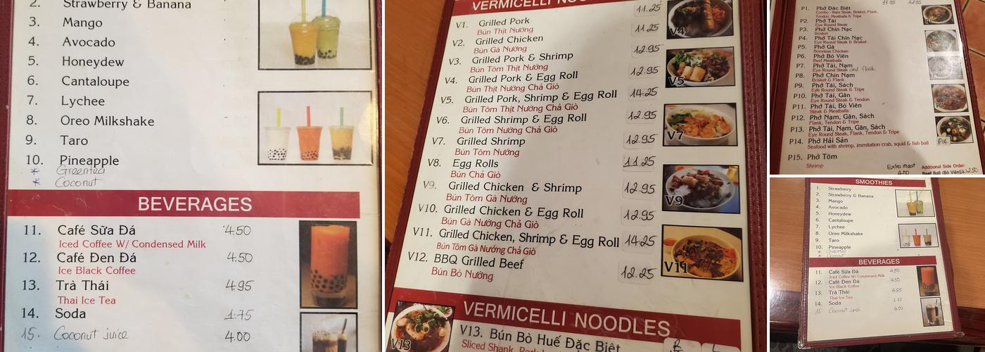 Saigon Phở Menu