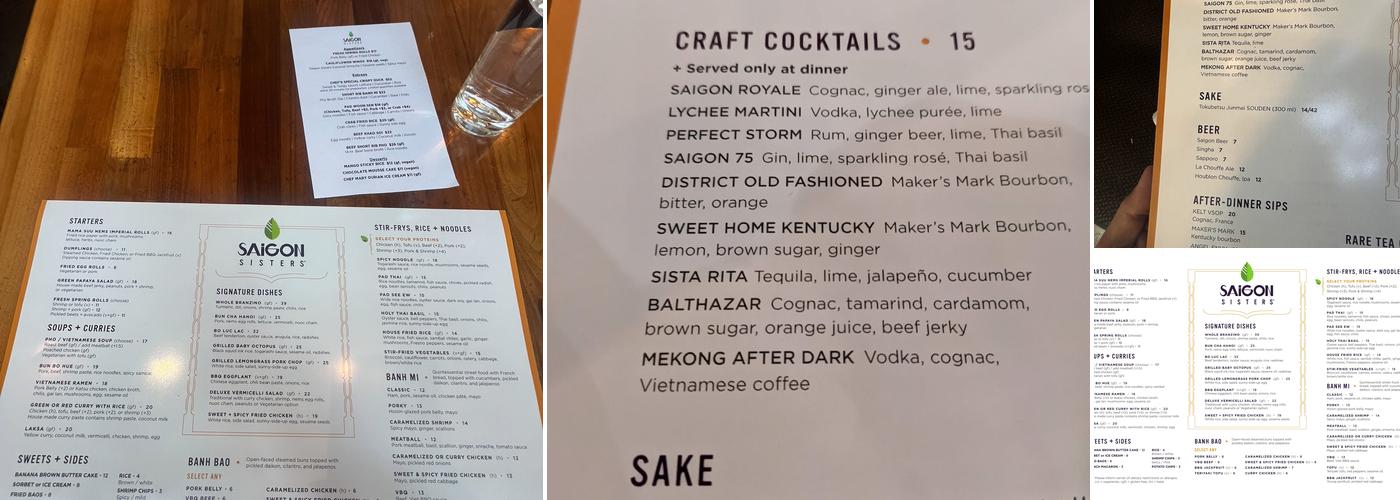 Saigon Sisters Menu