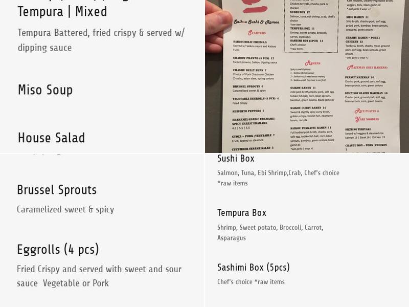 Saikou Sushi & Ramen Menu