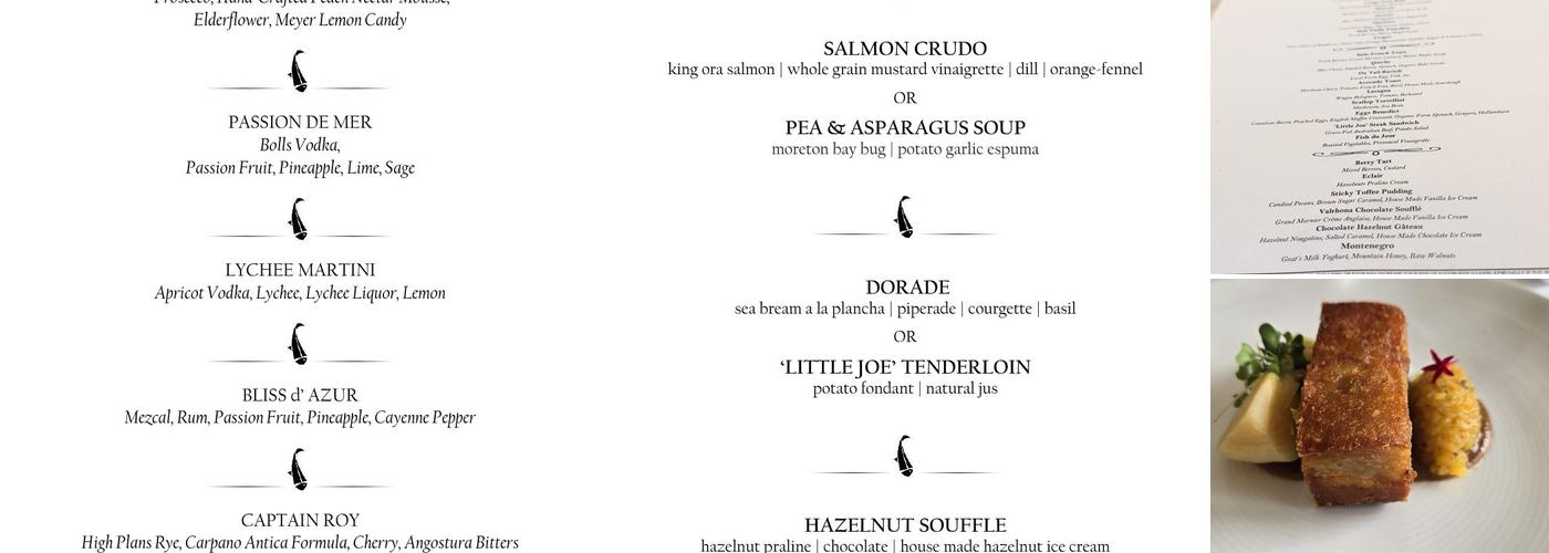 Sails Restaurant Menu
