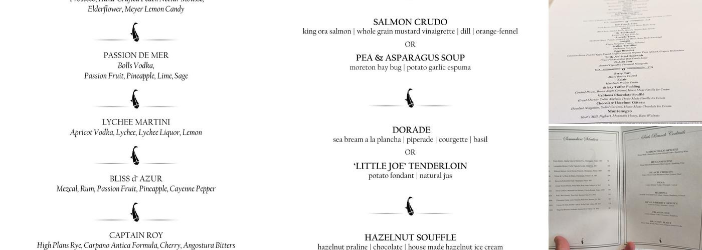 Sails Restaurant Menu