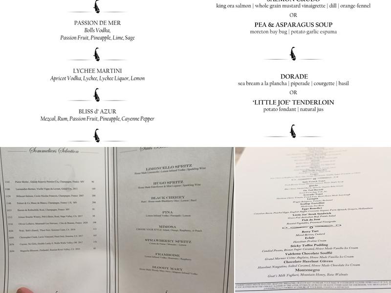 Sails Restaurant Menu