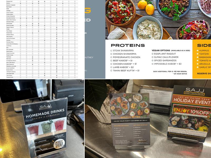 SAJJ Mediterranean (SJ @1st) Menu
