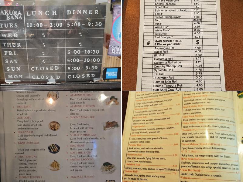 Sakura Bana Menu