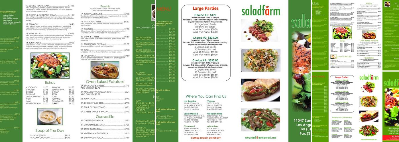 SaladFarm Sherman Oaks Galleria Menu