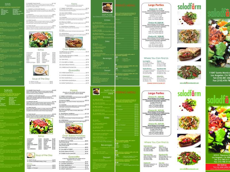 SaladFarm Sherman Oaks Galleria Menu