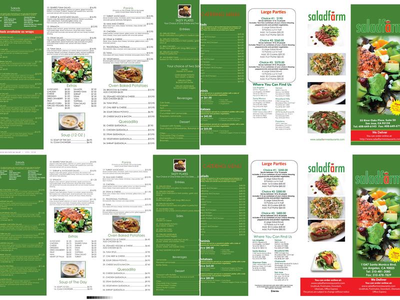 Saladfarm Chatsworth Menu