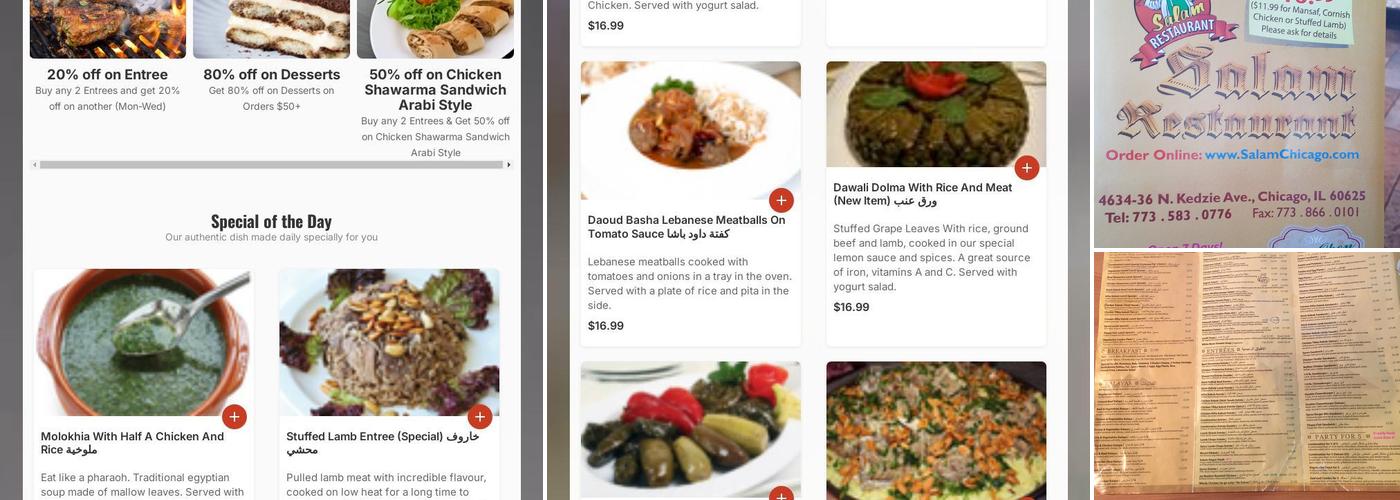 Salam Restaurant Menu