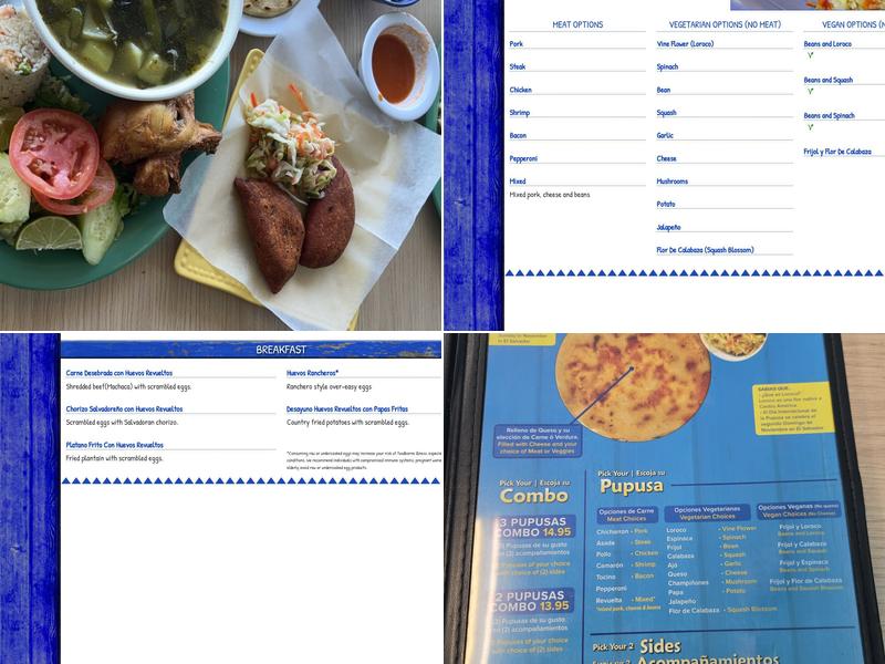 Salvadoreño Restaurant #2- Pupusas Menu