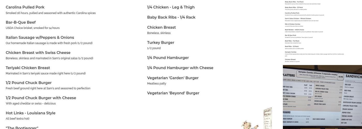 Sam's Bar-B-Que Menu