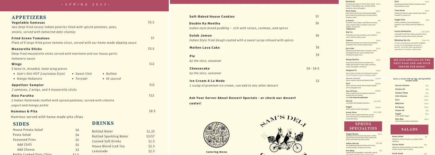 Sam's Deli Menu
