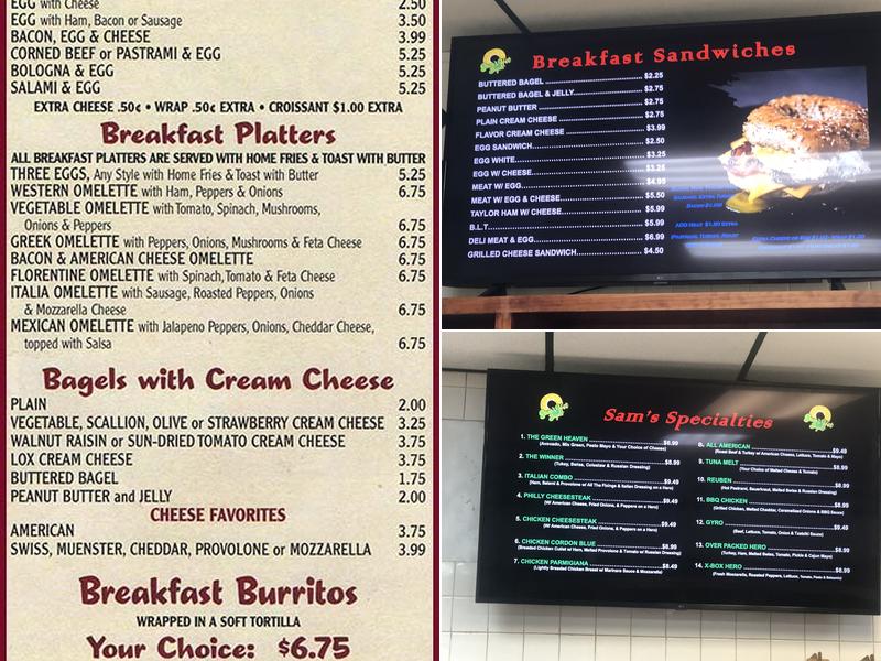 Sam's Bagels & Deli of Rochelle Park Menu