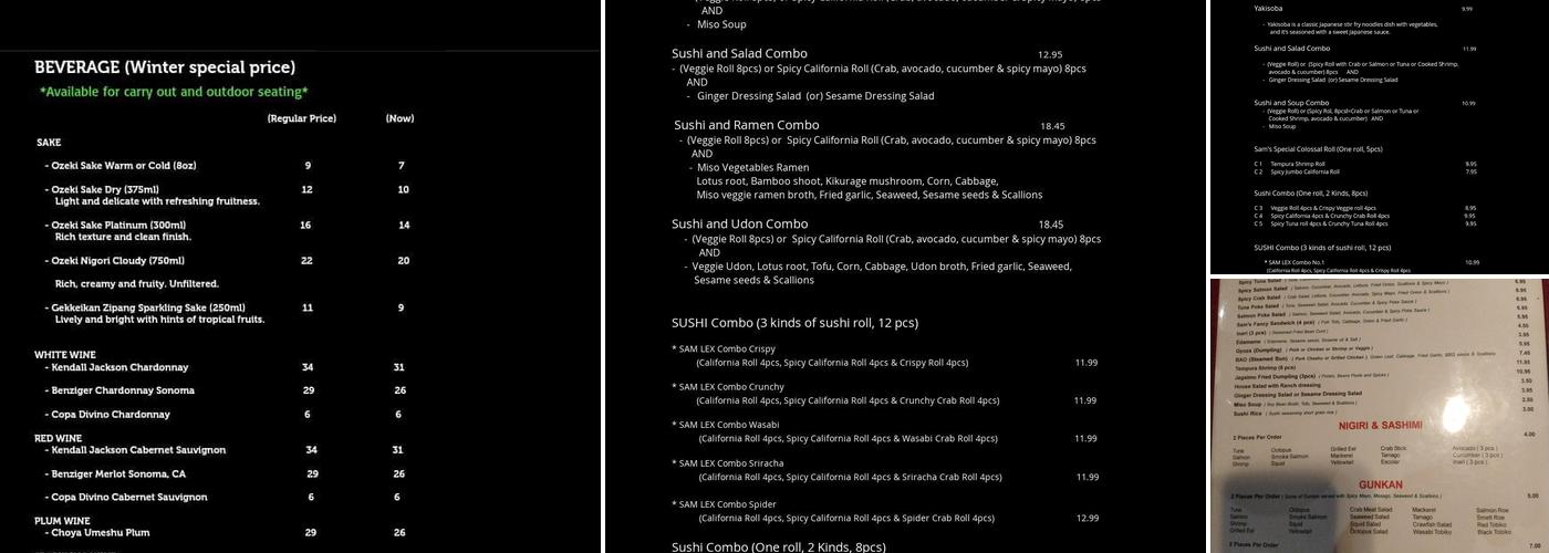 SAM Sushi & Ramen Menu