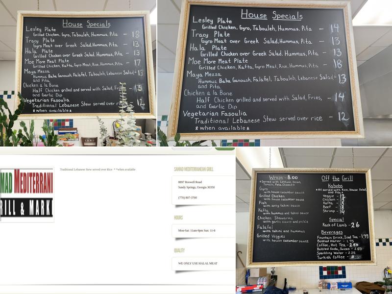 Samad Grill Menu