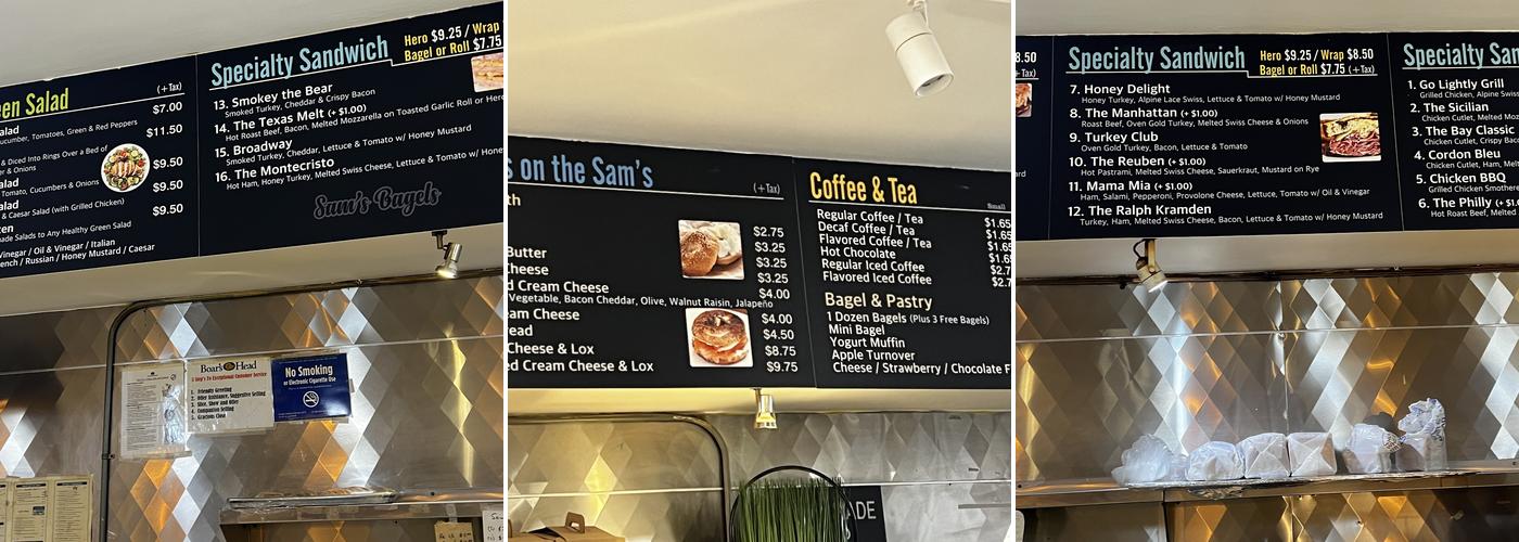 Sam's Bagels Menu