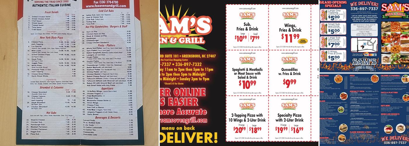 Sam's Oven & Grill Menu