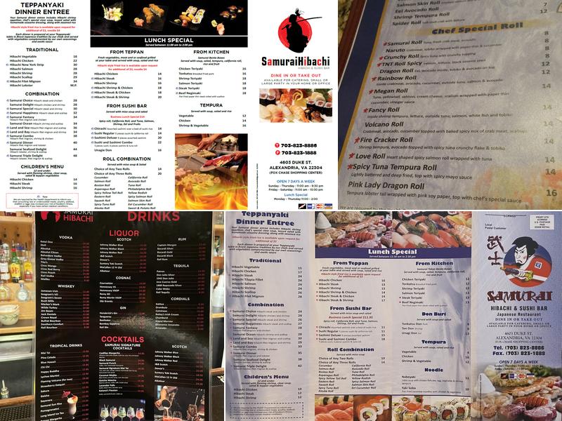 Samurai Hibachi Sushi & Bar Menu