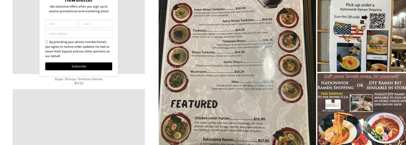 Samurai Noodle Menu