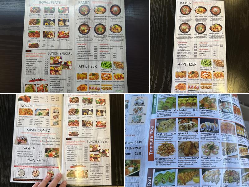 Samurai Ramen Teri & Roll Menu