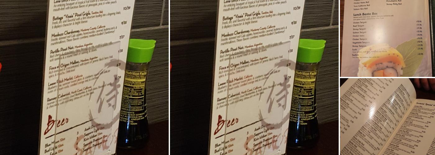 Samurai Sushi Menu