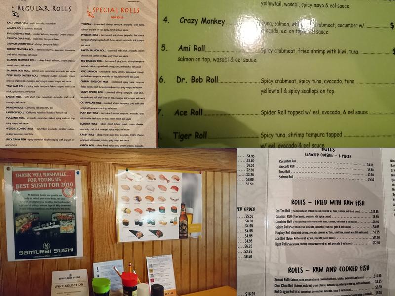 Samurai Sushi Menu