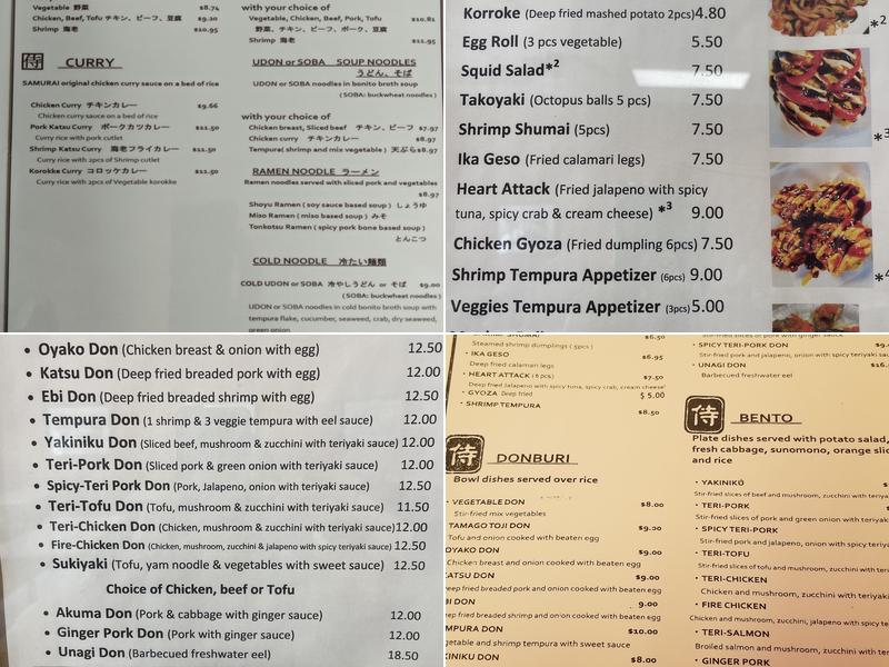 Samurai Menu
