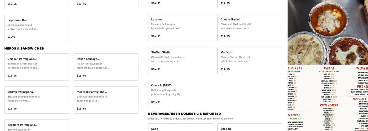 San Remo Pizzeria Restaurant Menu