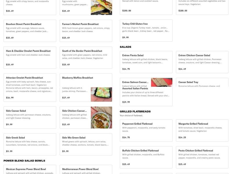 Sandella’s Flatbread Café Menu