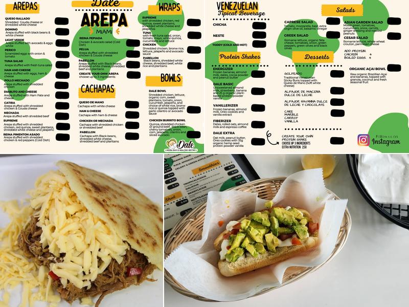 Dale Arepa Bar & Healthy Bistro Miami Menu