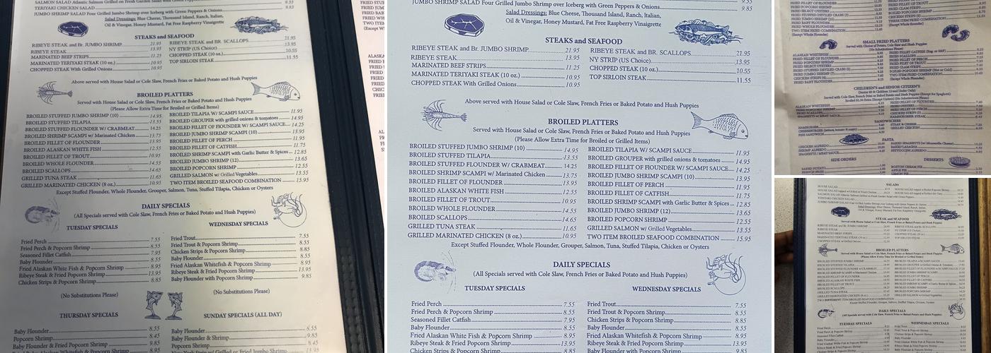 Sanibel's Menu